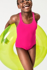 Black woman in a pink psd swimsuit mockup