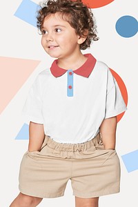 Psd kid's polo shirt and short pants mockup