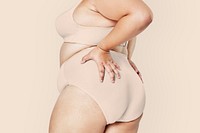 Size inclusive png beige lingerie apparel mockup women&#39;s fashion
