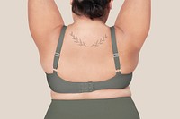 Women&#39;s plus size psd green lingerie apparel mockup facing backward
