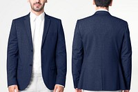 Men’s blazer mockup psd business wear fashion full body and rear view set