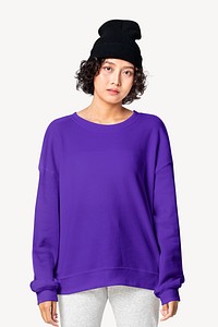 Women's sweater mockup, casual apparel psd