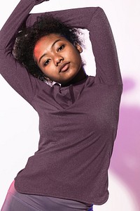 Active stretch jacket psd mockup in purple for activewear photoshoot