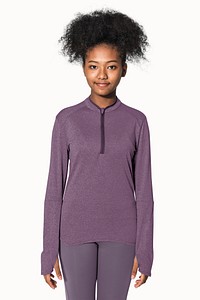 Active stretch jacket psd mockup in purple for activewear photoshoot