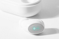 White wireless earbuds mockup psd