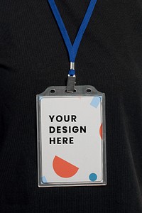 Name tag mockup psd with abstract pattern