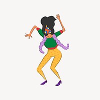 Dancing woman, funky illustration vector