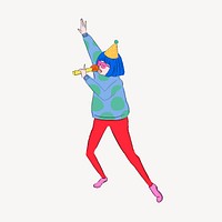 Dancing party woman, funky illustration vector