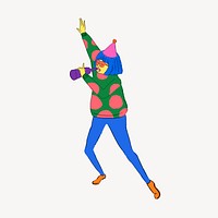 Drunk woman, funky illustration vector