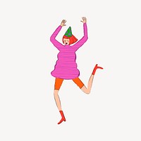 Dancing woman, funky illustration vector