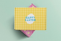 Easter paper box mockup, cute packaging for small business psd