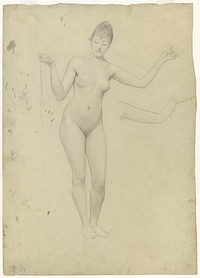 Standing female nude and arm study by Gustav Klimt
