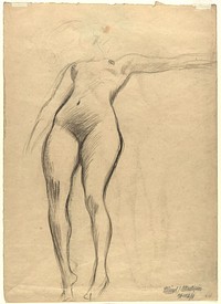 Figure study (draft illustration?) and detailed studies by Gustav Klimt