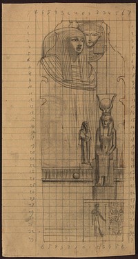 Draft for the intercolumn painting "Egyptian Art II" in the Kunsthistorisches Museum in Vienna by Gustav Klimt