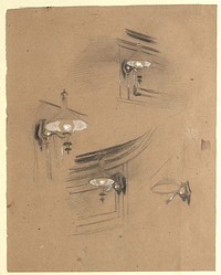 Studies for the "Audience Room in the Old Burgtheater": Studies of four lamps by Gustav Klimt