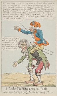 A Member of the Riding House at Paris, Delivering an Harangue from the Shoulders of a French Citizen