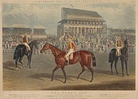 Racing: The Derby, 1847/ ... / Cossack, Winner, the Property of T. H. Pedley, Esq. Ridden by S. Templeman. / Orange, Scarlet sleeves and cap. / Trained by John Day ... [above print]  Ackermann's Series of National Races No.1 ...