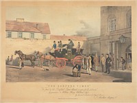 "The Bedford Times" / This print of the Bedford Times Coach, is respectfully dedicated / by permission, to William Henry Whitbread Esq're. / by his most obedient & obliged Servant / J. Matthew Crispin