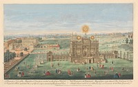 A Perspective View of the Magnificent Structure, erected in the Green Park for the Royal Fireworks exhibited the 27 of April 1749, on account of the General Peace