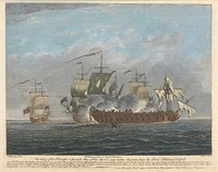 The taking of the Princessa a Spanish Man of War, April 8, 1740 by His Majesties Ships the Lenox, Kent, and Oxford