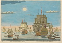 The Barfleur a Second Rate, carrying 90 Guns, and 680 Men, with a View of the Squadron Commanded by Lord Torrington in the Mediterranean