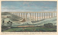 A Prospect of the New Aqueduct of Lisbon, as crossing over the Valley of Alcantra on Stone Arches, the Largest of which is 150 feet wide, and 249 feet High. Which is 47 feet higher than the Monument in London