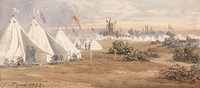 The London Scottish Volunteer Regiment at Wimbledon Common Rifle Ranges with the Soldiers under canvas