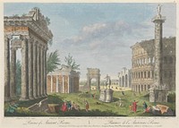 Ruins of Ancient Rome; Temple of Concord, Temple of Antoninus and Faustina, Arch of Titus, Statue of M. Aurelius, Marcellus Theatre, Trajans Pillar