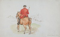 Back View of Stout Rider on a Chestnut Horse