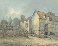 An Old House and a Man Climbing a Stile