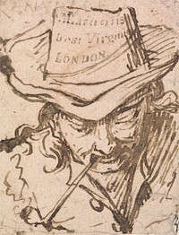 A Man in a Broad Brimmed Hat, Smoking a Pipe