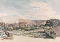 The Colosseum from the Caelian Mount, with the Arch of Constantine and a View of the Forum, Rome.