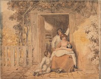 Family Posed in Front of a Doorway