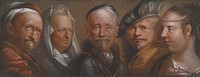 Studies of five heads after Rembrandt