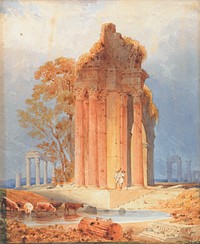 Cattle Watering by Corinthian Columns