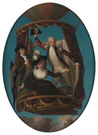 Captain Vincenzo Lunardi with his Assistant George Biggin, and Mrs. Letitia Anne Sage, in a Balloon