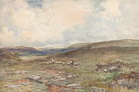 Moorland with Sheep and Shepherd