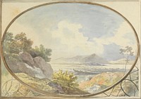 Landscape Set in an Oval  (Mountain Landscape Through an Oval Window)