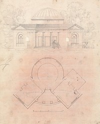 Preparatory drawing for Design 24, Plate 27 of A Collection of Designs for Rural Retreats