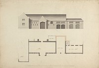 Cobham Hall, Kent: Plan and Elevation of the Stables, Barn and Coach Houses by James Wyatt