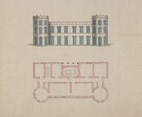 Design for Clifton Castle, Yorkshire: Plan and Elevation in the Gothic Style