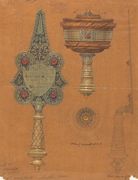 Designs executed for Jones and Willis, metal and wood-workers and church furniture manufacturers of Birmingham and London