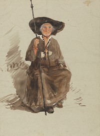 Study of a Pilgrim, attributed to Samuel Palmer