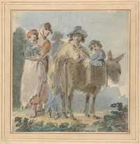 A Peasant Family with Donkey by Samuel Shelley