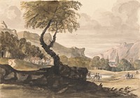 Hilly Scene with Village and Horseman by Peter Tillemans