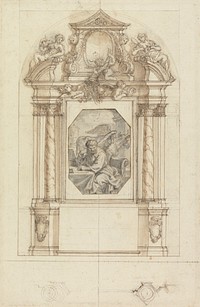 Design for an Altarpiece with a drawing of St. Luke mounted at the center by unknown artist