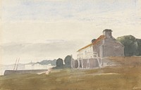 Cottage on a Bay, attributed to Cornelius Varley