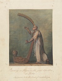 Man Playing a Harp