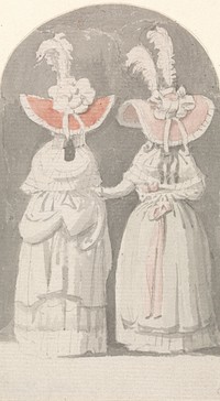 Two Ladies Wearing Extravagant Plumed Hats by Anthony Highmore