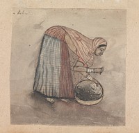 Woman Bending over Basket